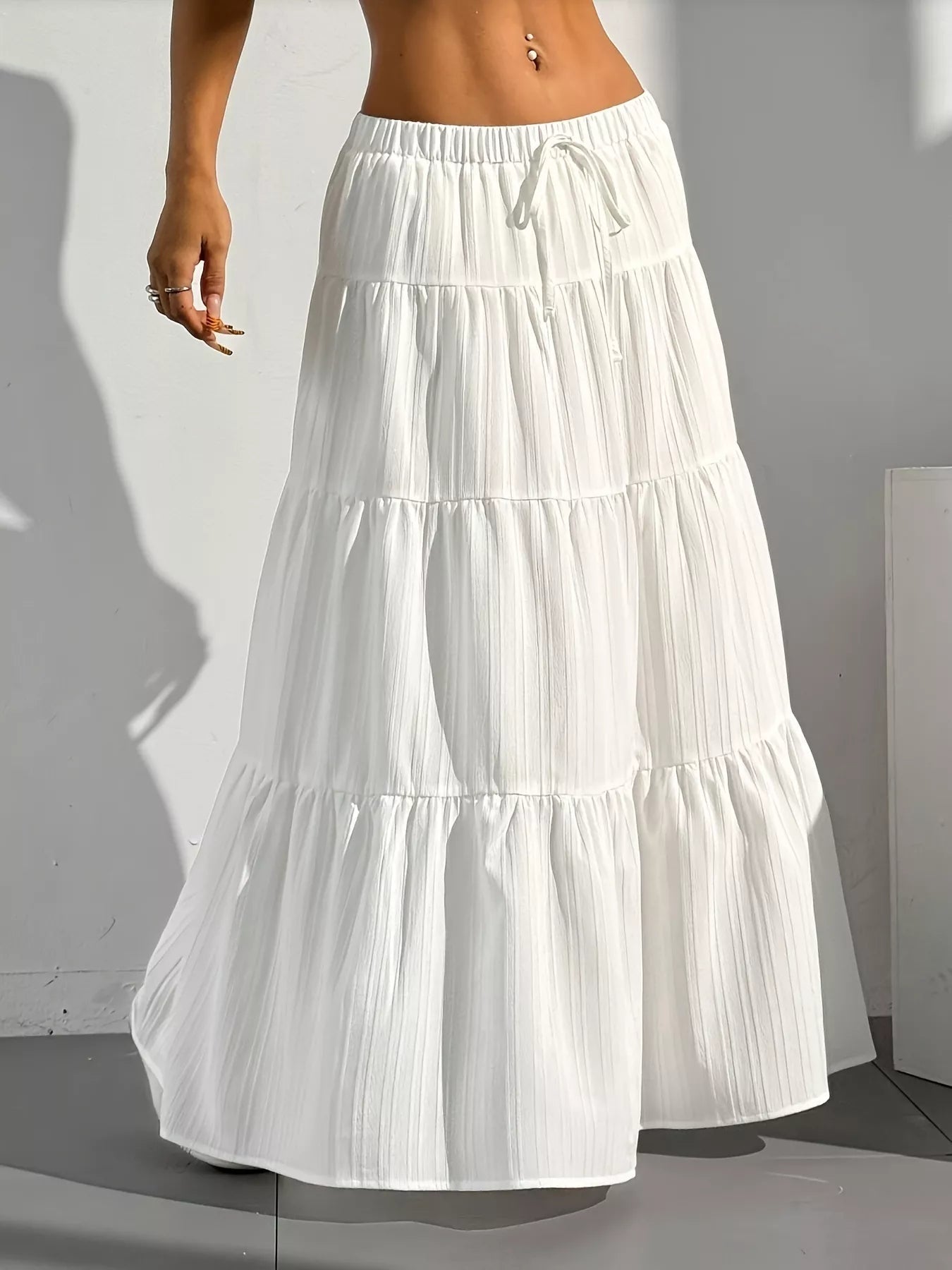 Flowy Tiered Maxi Skirt - MAD RUFFI
