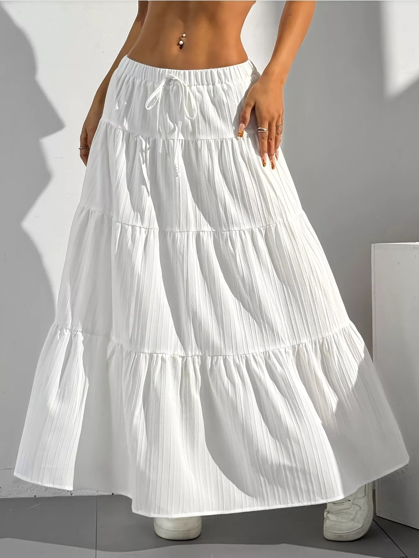 Flowy Tiered Maxi Skirt - MAD RUFFI