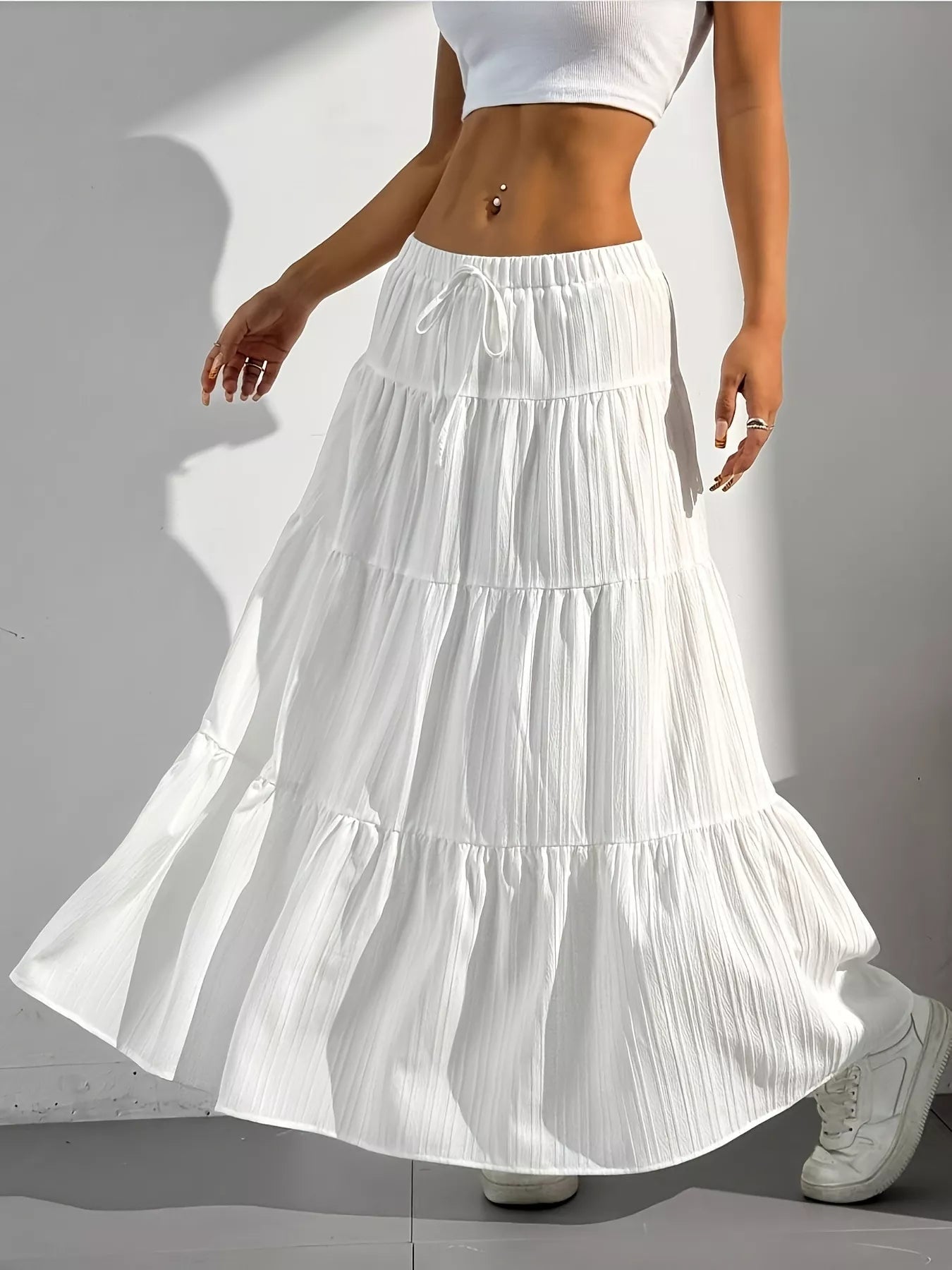 Flowy Tiered Maxi Skirt - MAD RUFFI