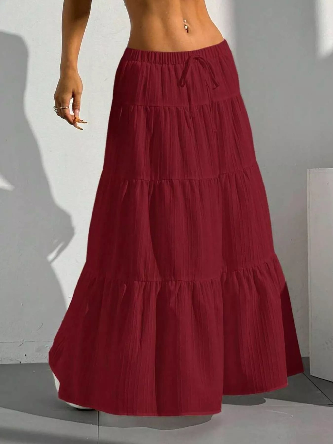 Flowy Tiered Maxi Skirt - MAD RUFFI