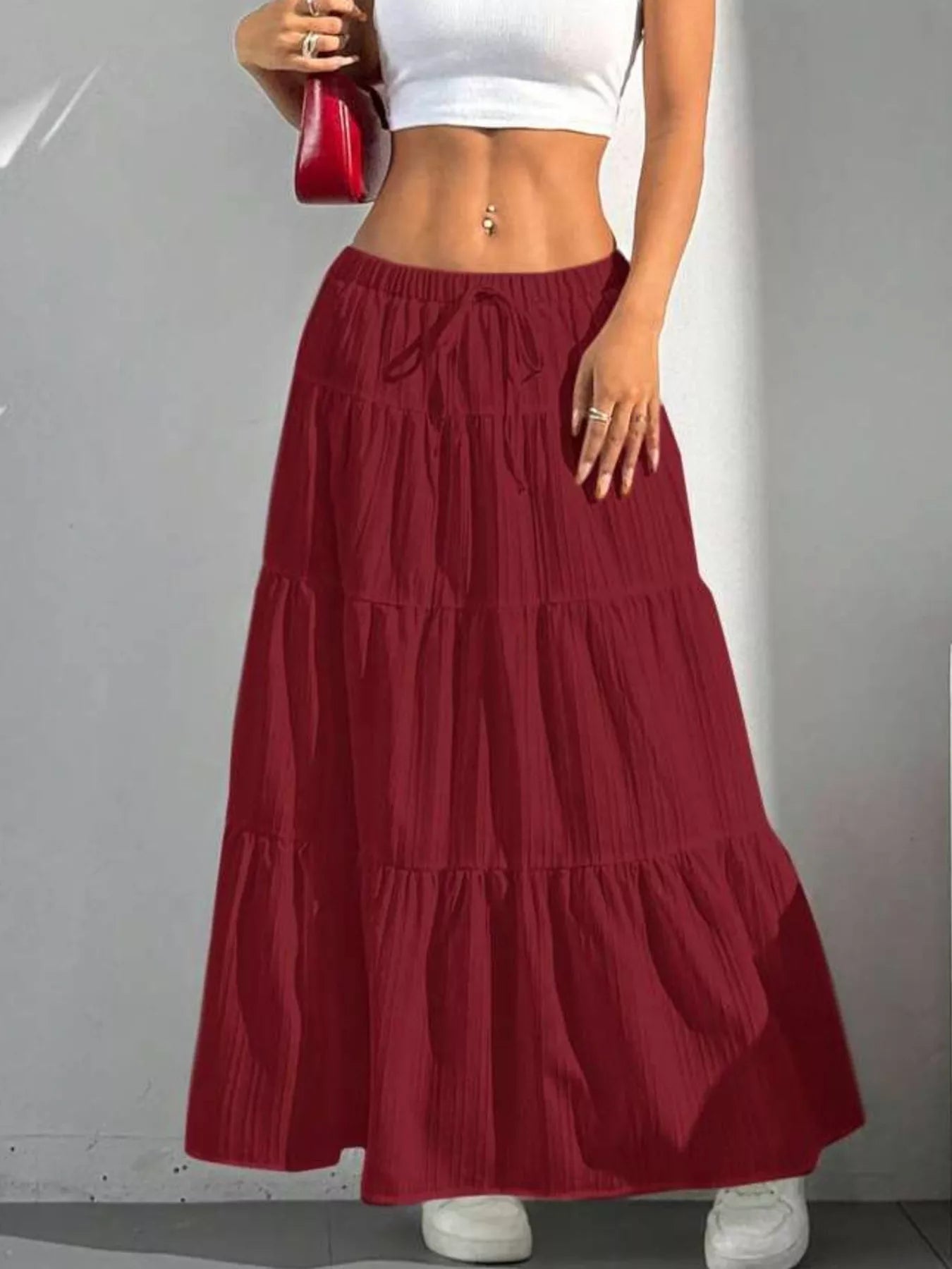 Flowy Tiered Maxi Skirt - MAD RUFFI