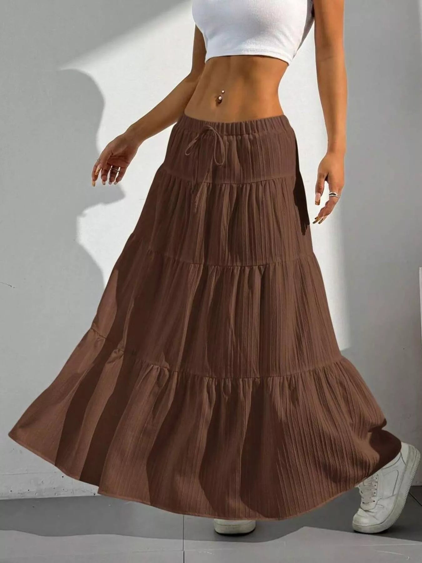 Flowy Tiered Maxi Skirt - MAD RUFFI