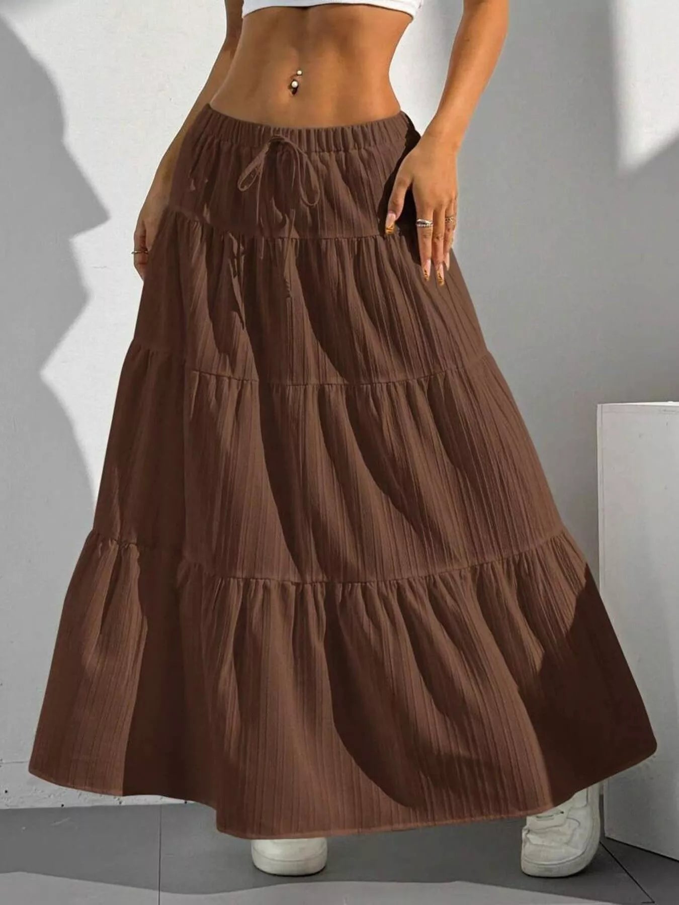 Flowy Tiered Maxi Skirt - MAD RUFFI