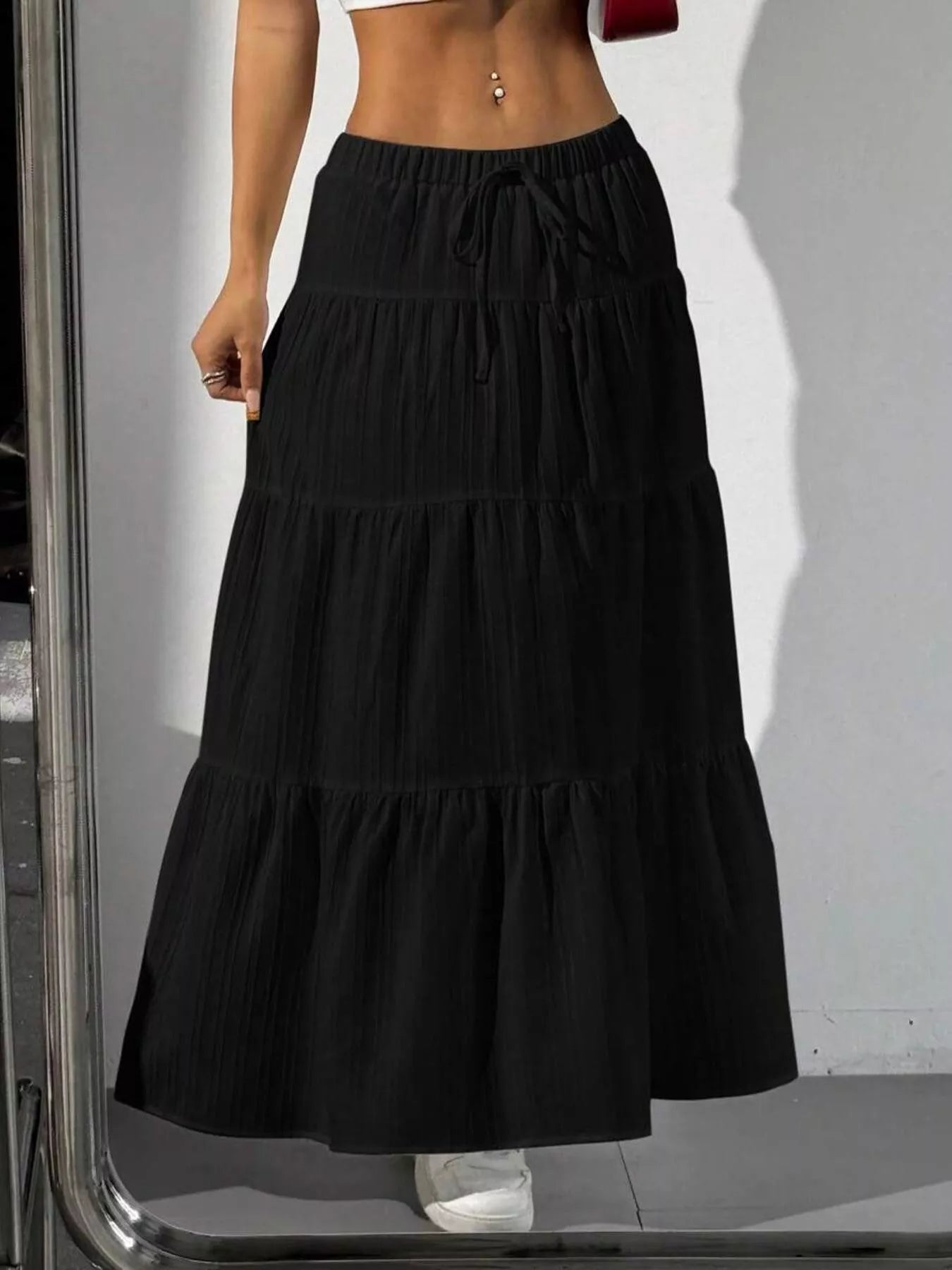 Flowy Tiered Maxi Skirt - MAD RUFFI