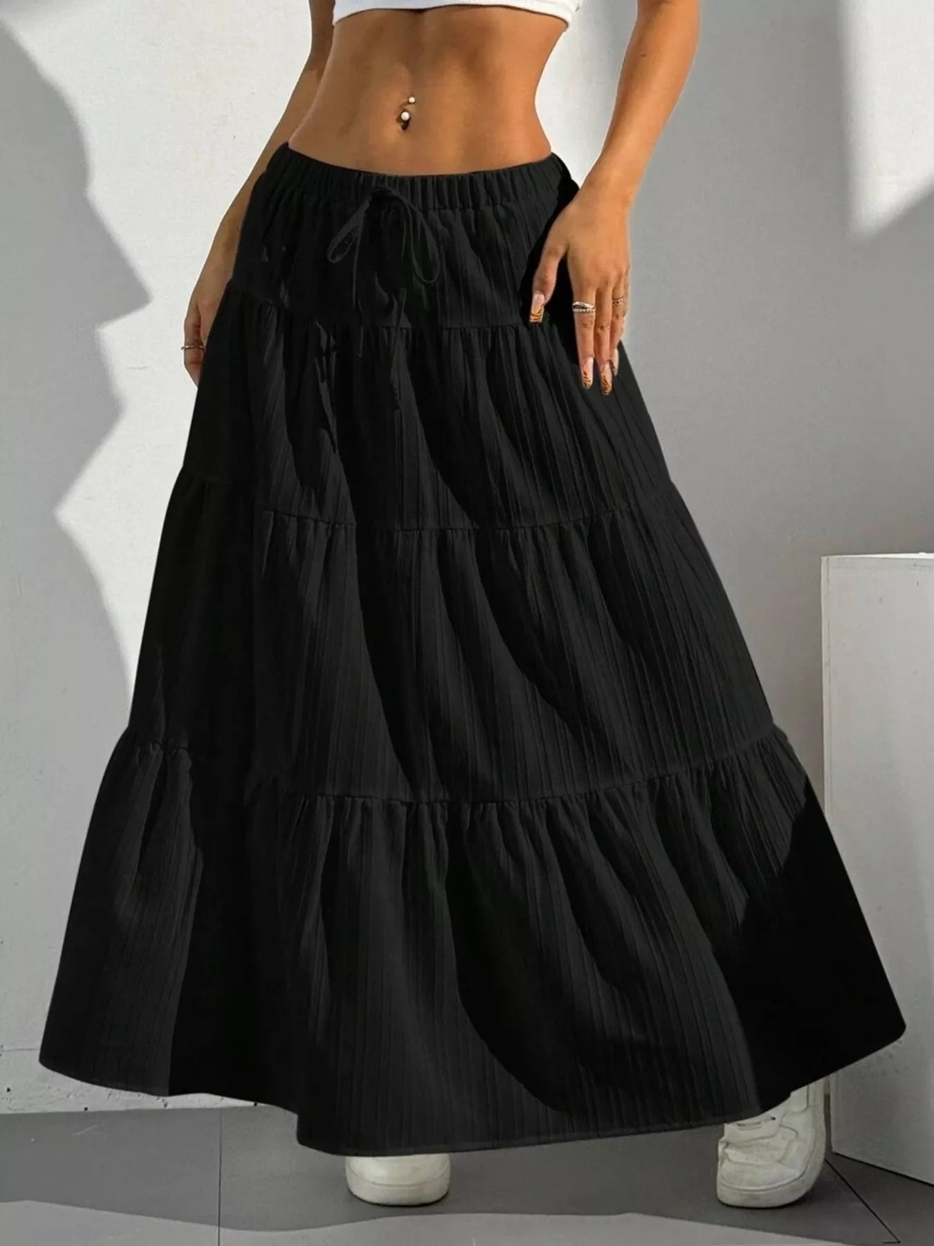 Flowy Tiered Maxi Skirt - MAD RUFFI