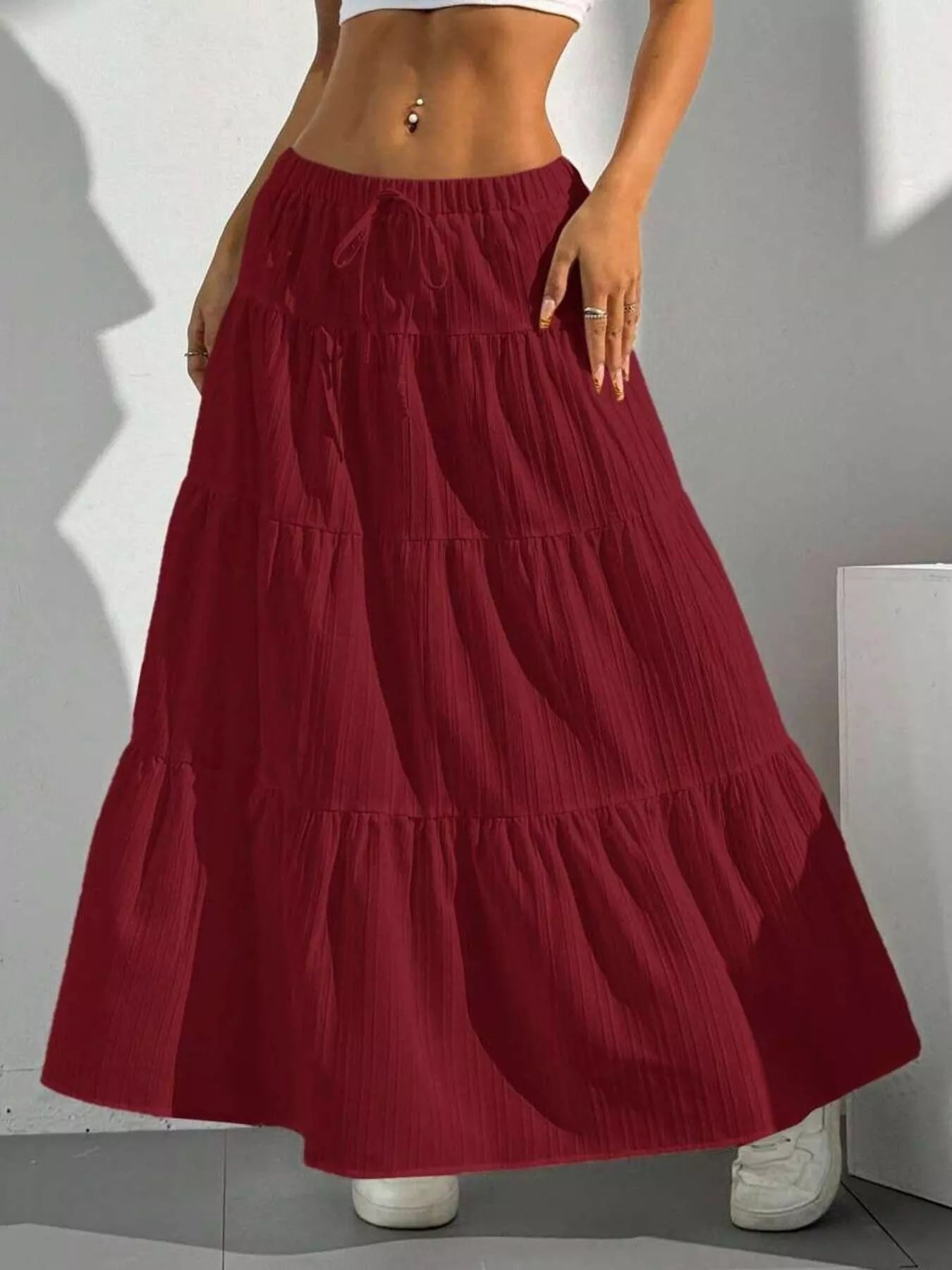 Flowy Tiered Maxi Skirt - MAD RUFFI