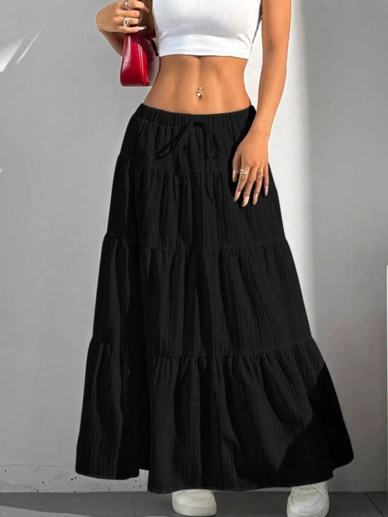 Flowy Tiered Maxi Skirt - MAD RUFFI