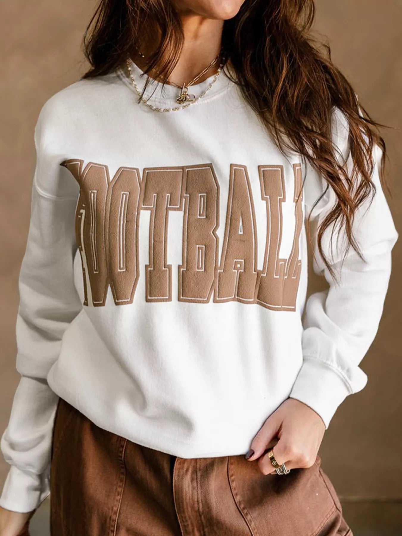 FOOTBALL 3D Letter Graphic Crew Neck Sweatshirt - MAD RUFFI