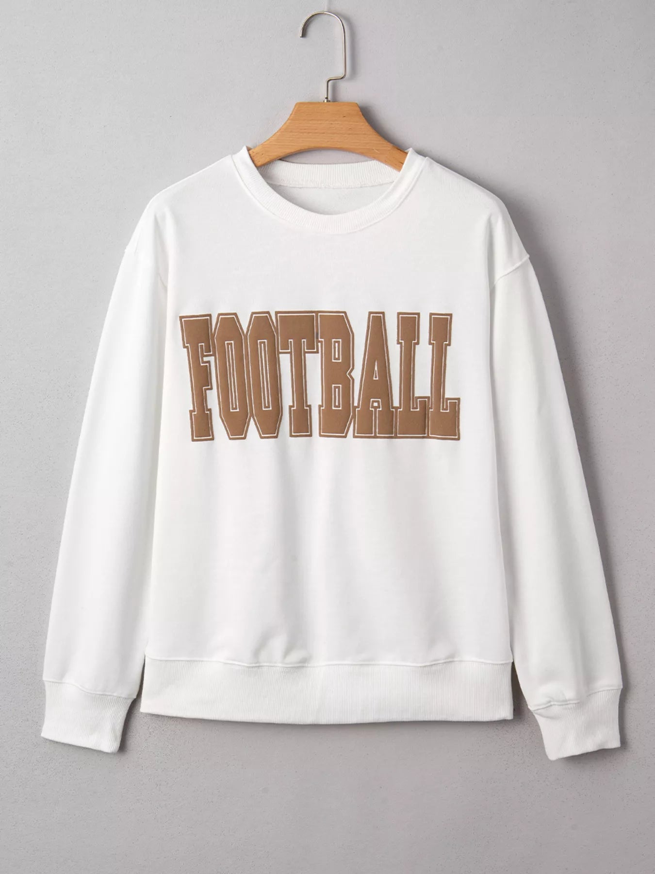 FOOTBALL 3D Letter Graphic Crew Neck Sweatshirt - MAD RUFFI