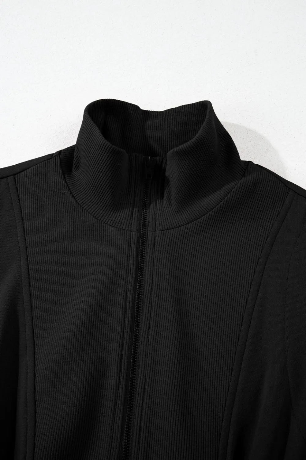 French Terry Zipped Collar Sleeveless Drawstring Waist Mini Dress - MAD RUFFI