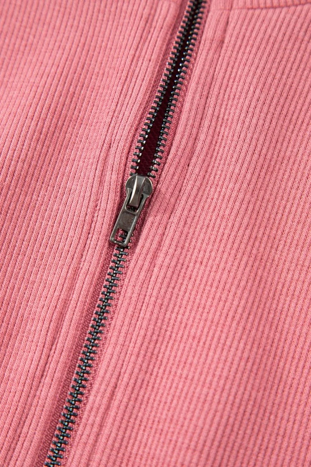 French Terry Zipped Collar Sleeveless Drawstring Waist Mini Dress - MAD RUFFI