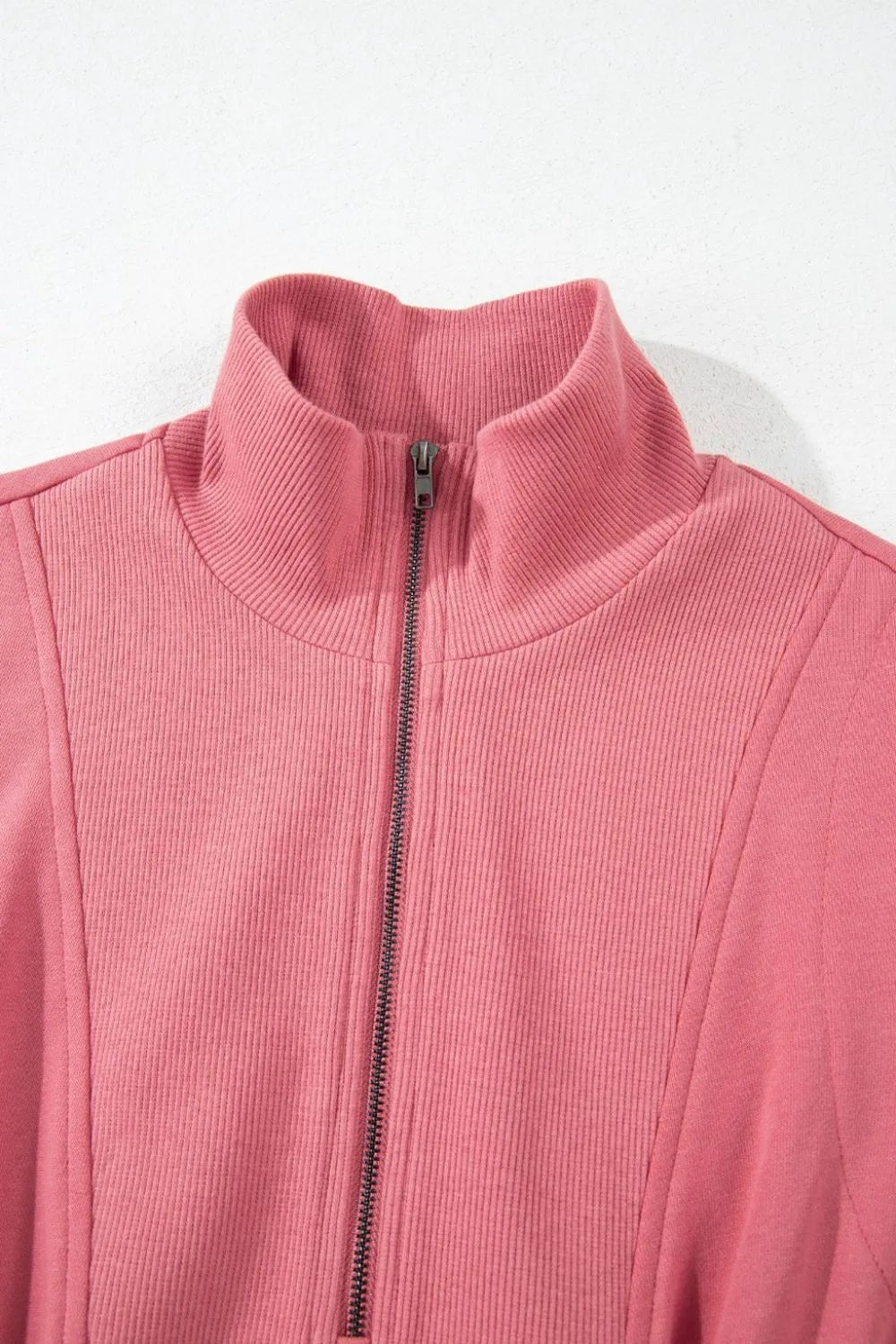 French Terry Zipped Collar Sleeveless Drawstring Waist Mini Dress - MAD RUFFI