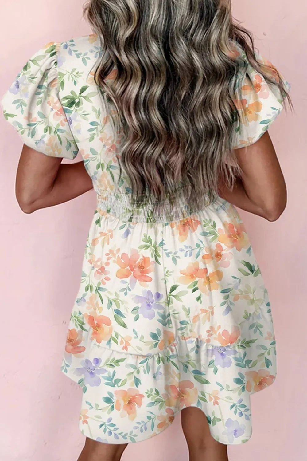 Frill Notched Puff Sleeve Dress - MAD RUFFI