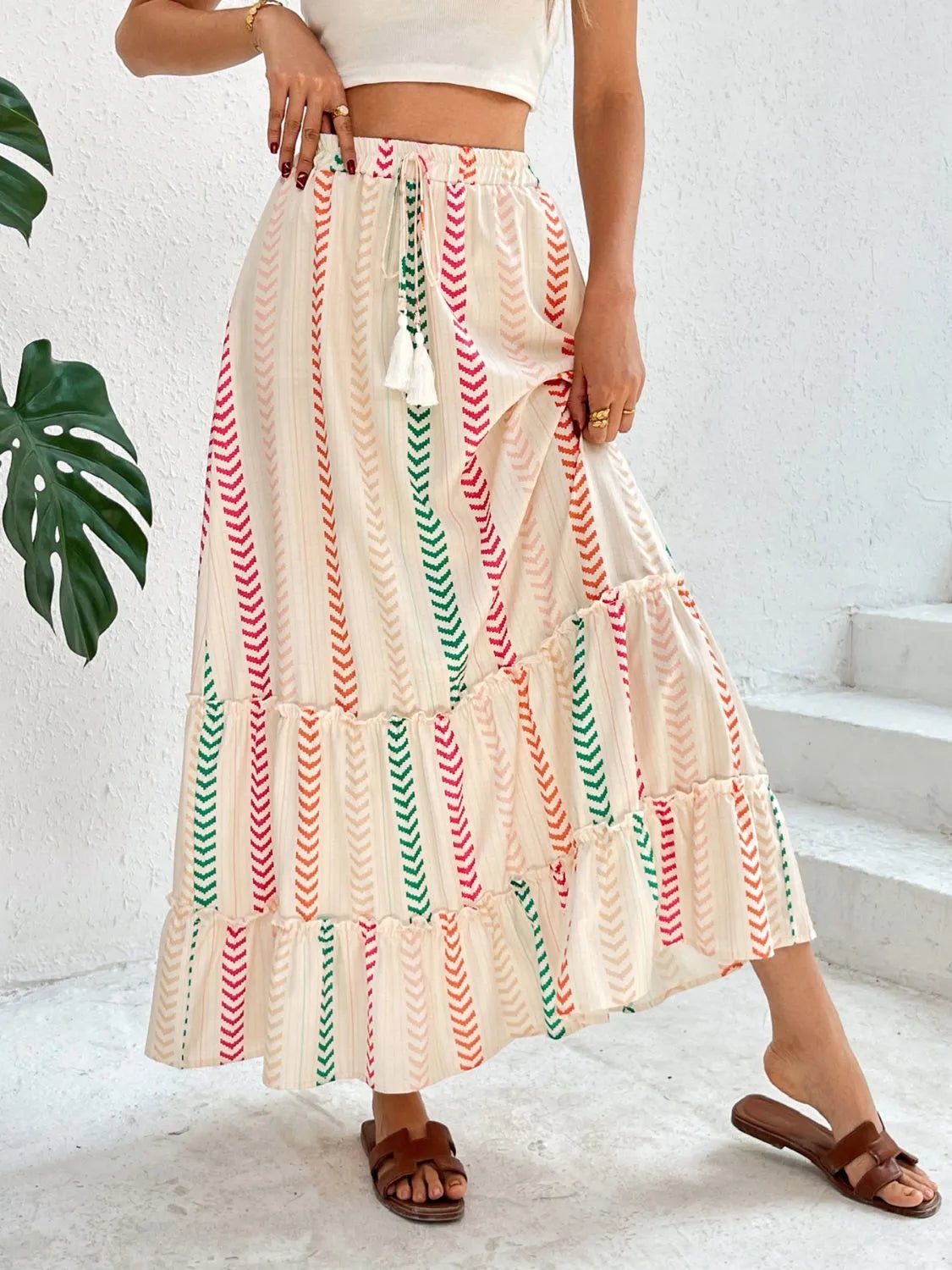 Frill Printed Maxi Skirt - MAD RUFFI