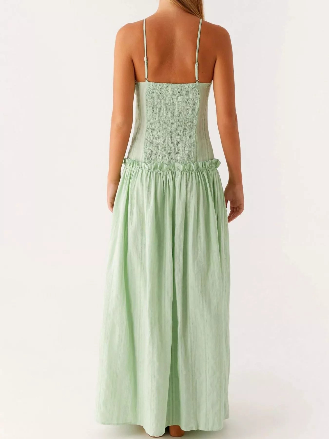 Frill Spaghetti Strap Maxi Dress - MAD RUFFI