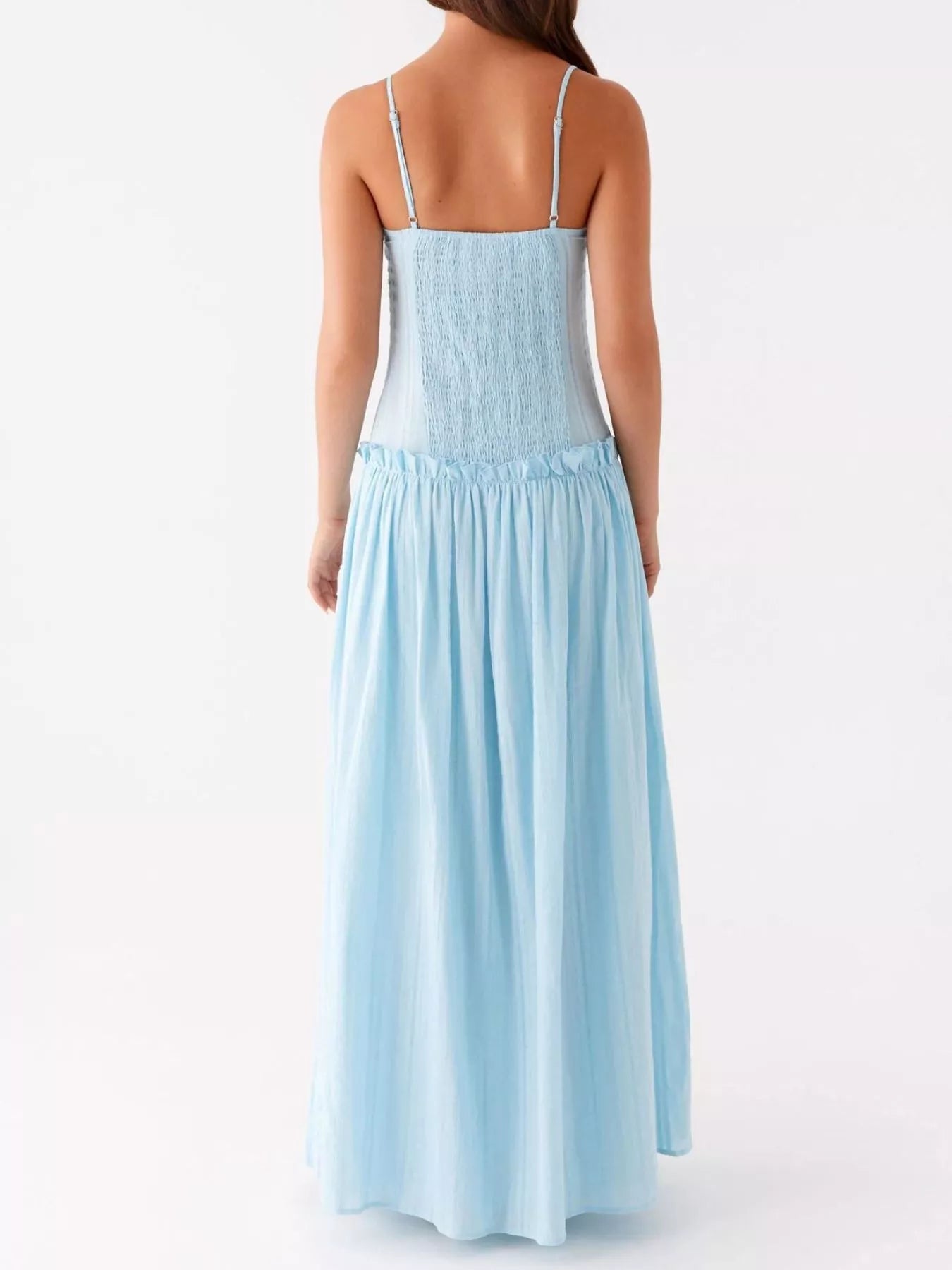 Frill Spaghetti Strap Maxi Dress - MAD RUFFI