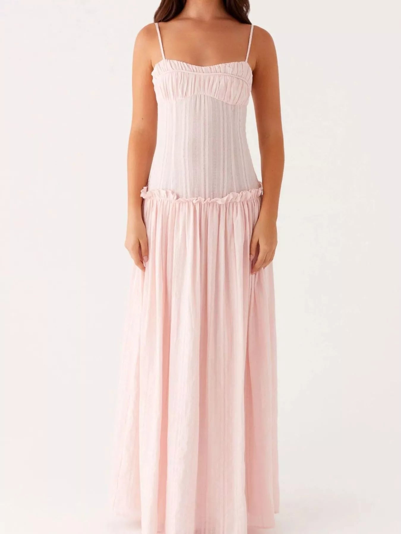 Frill Spaghetti Strap Maxi Dress - MAD RUFFI