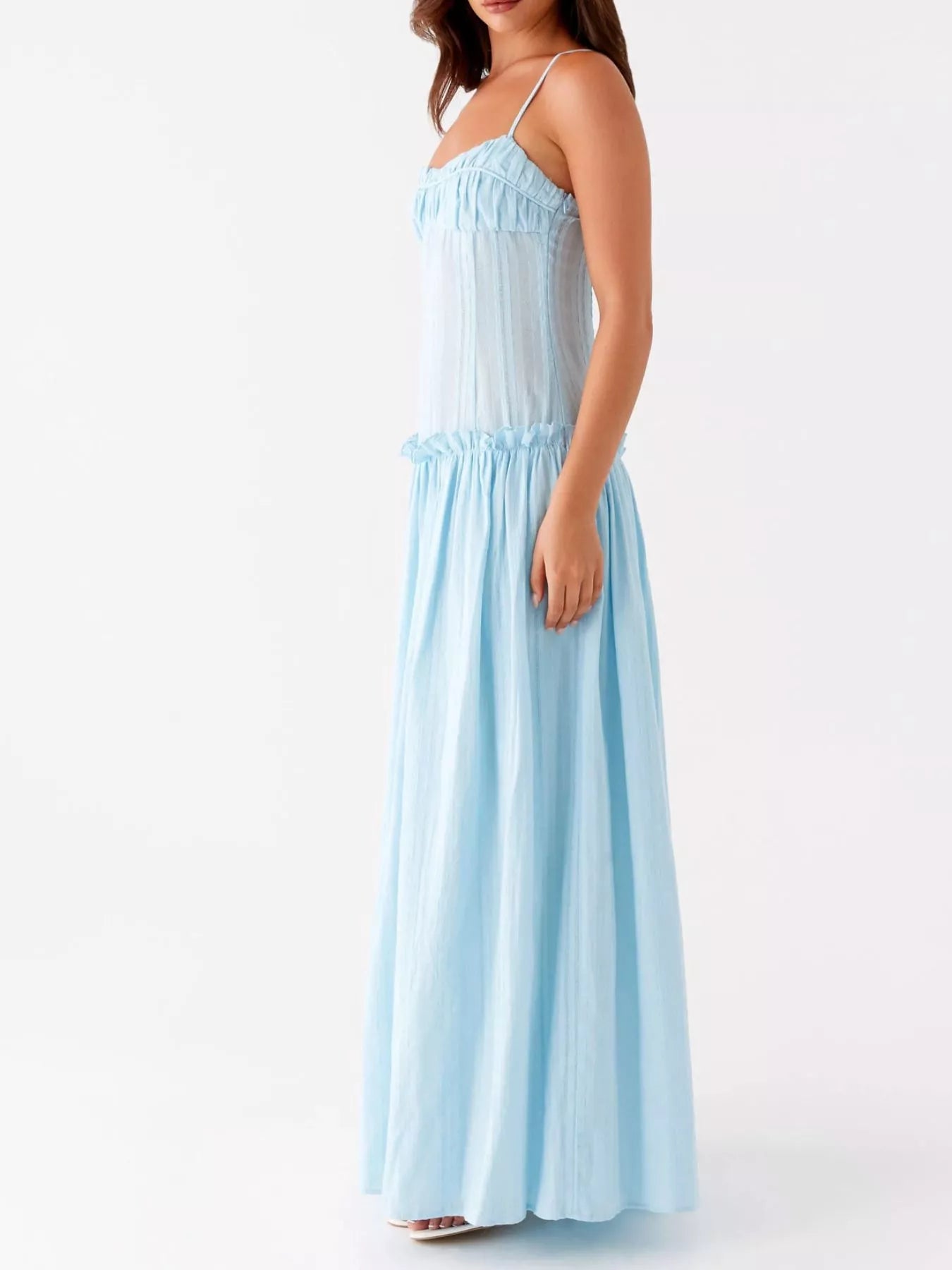 Frill Spaghetti Strap Maxi Dress - MAD RUFFI