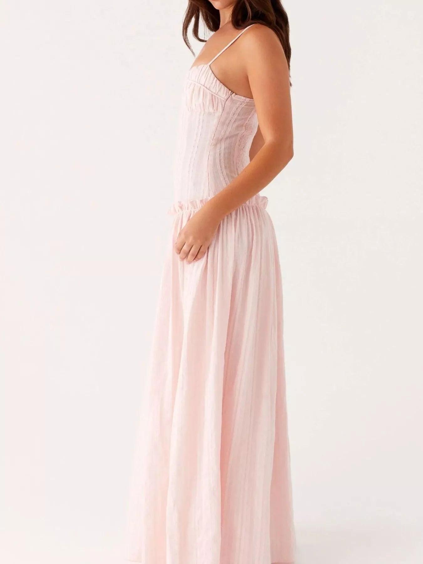 Frill Spaghetti Strap Maxi Dress - MAD RUFFI