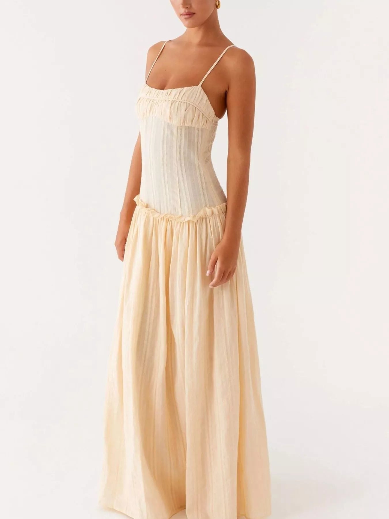 Frill Spaghetti Strap Maxi Dress - MAD RUFFI