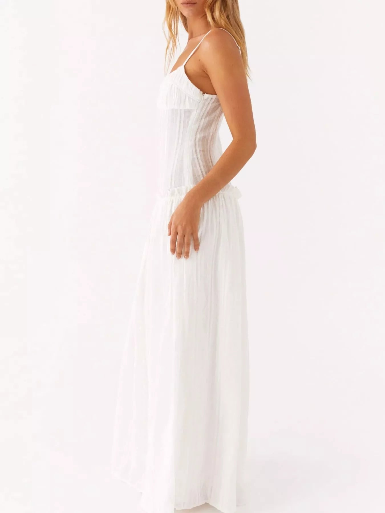 Frill Spaghetti Strap Maxi Dress - MAD RUFFI