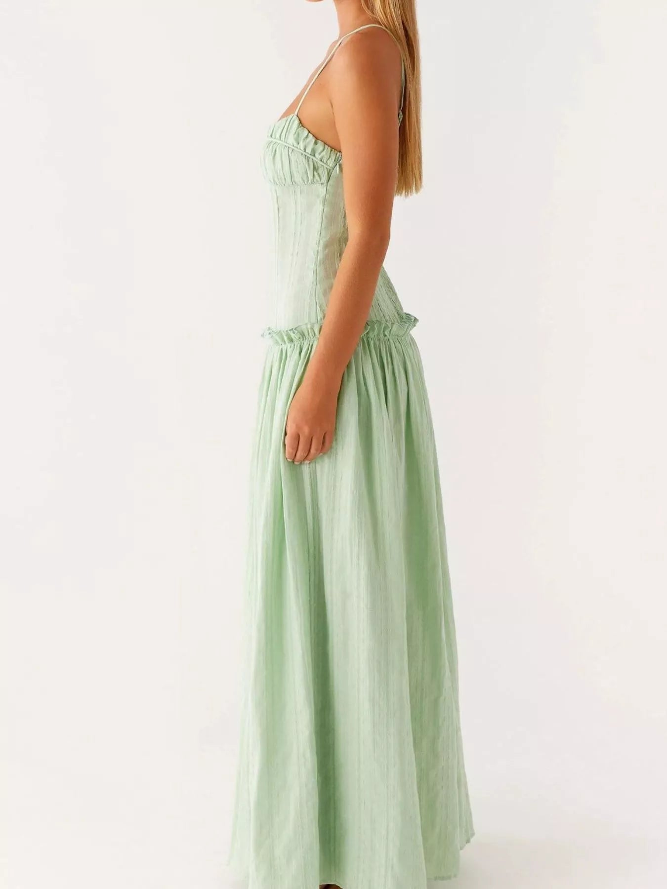 Frill Spaghetti Strap Maxi Dress - MAD RUFFI