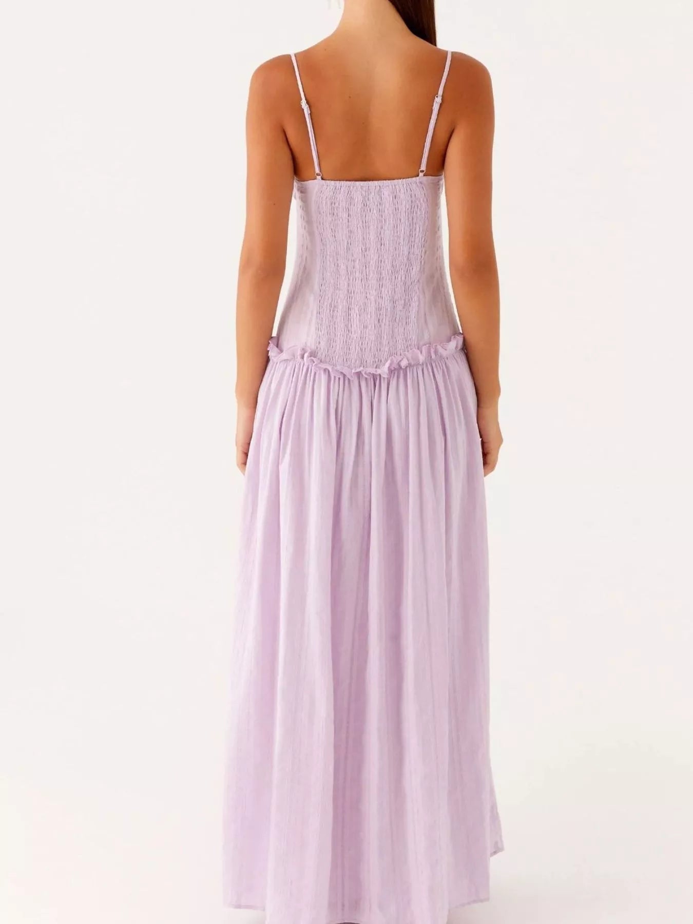 Frill Spaghetti Strap Maxi Dress - MAD RUFFI