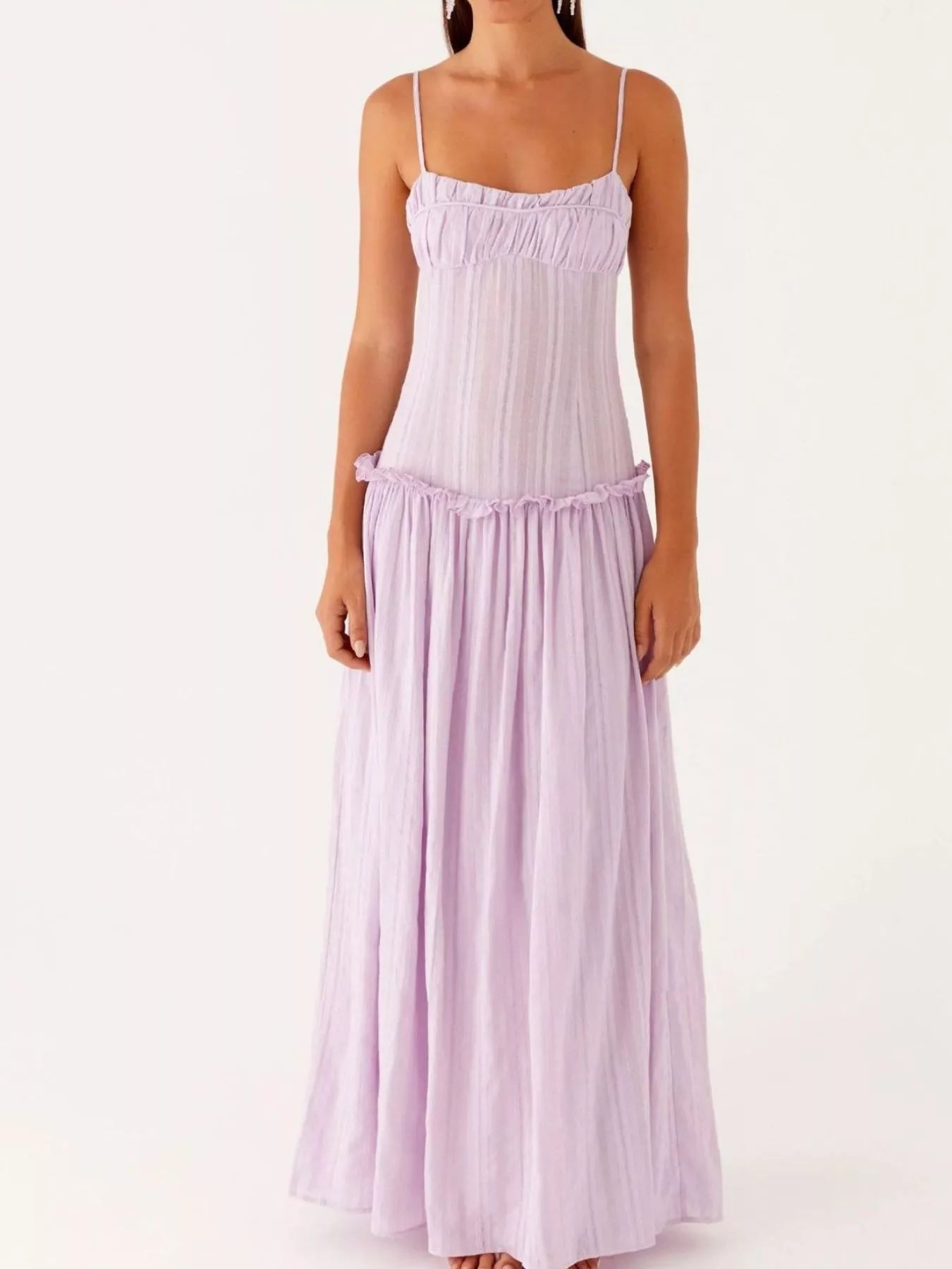 Frill Spaghetti Strap Maxi Dress - MAD RUFFI