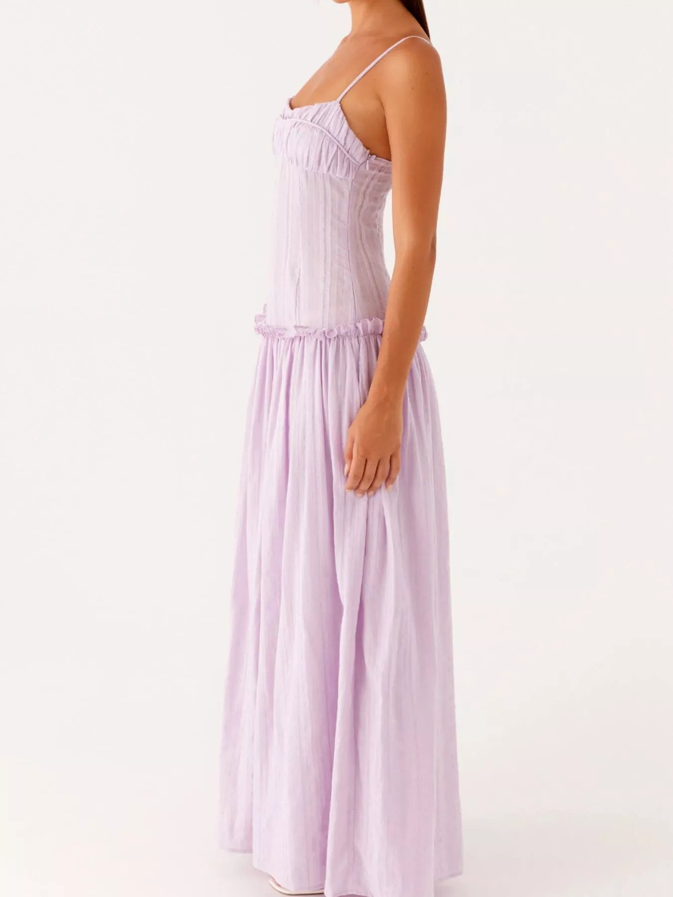 Frill Spaghetti Strap Maxi Dress - MAD RUFFI