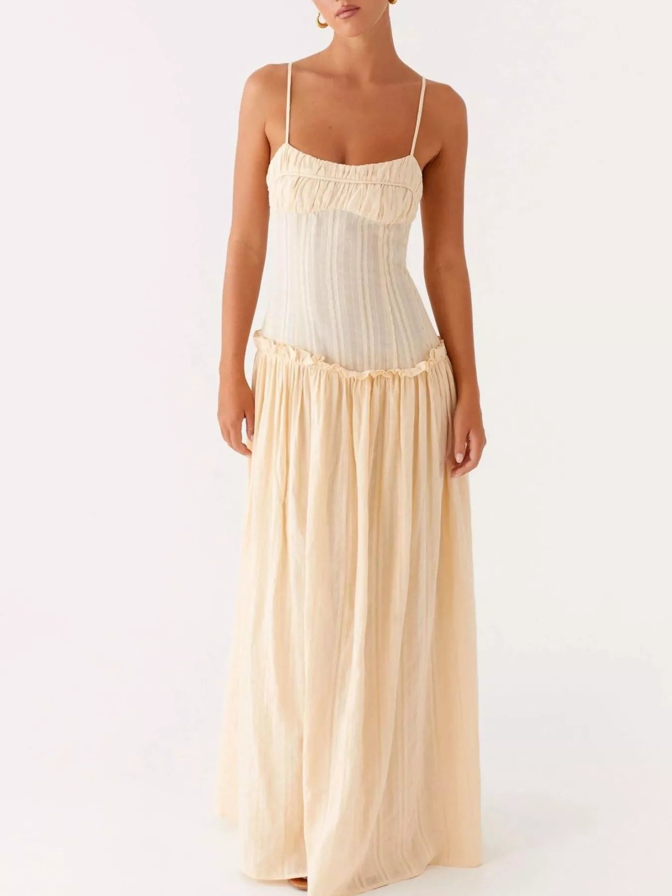 Frill Spaghetti Strap Maxi Dress - MAD RUFFI