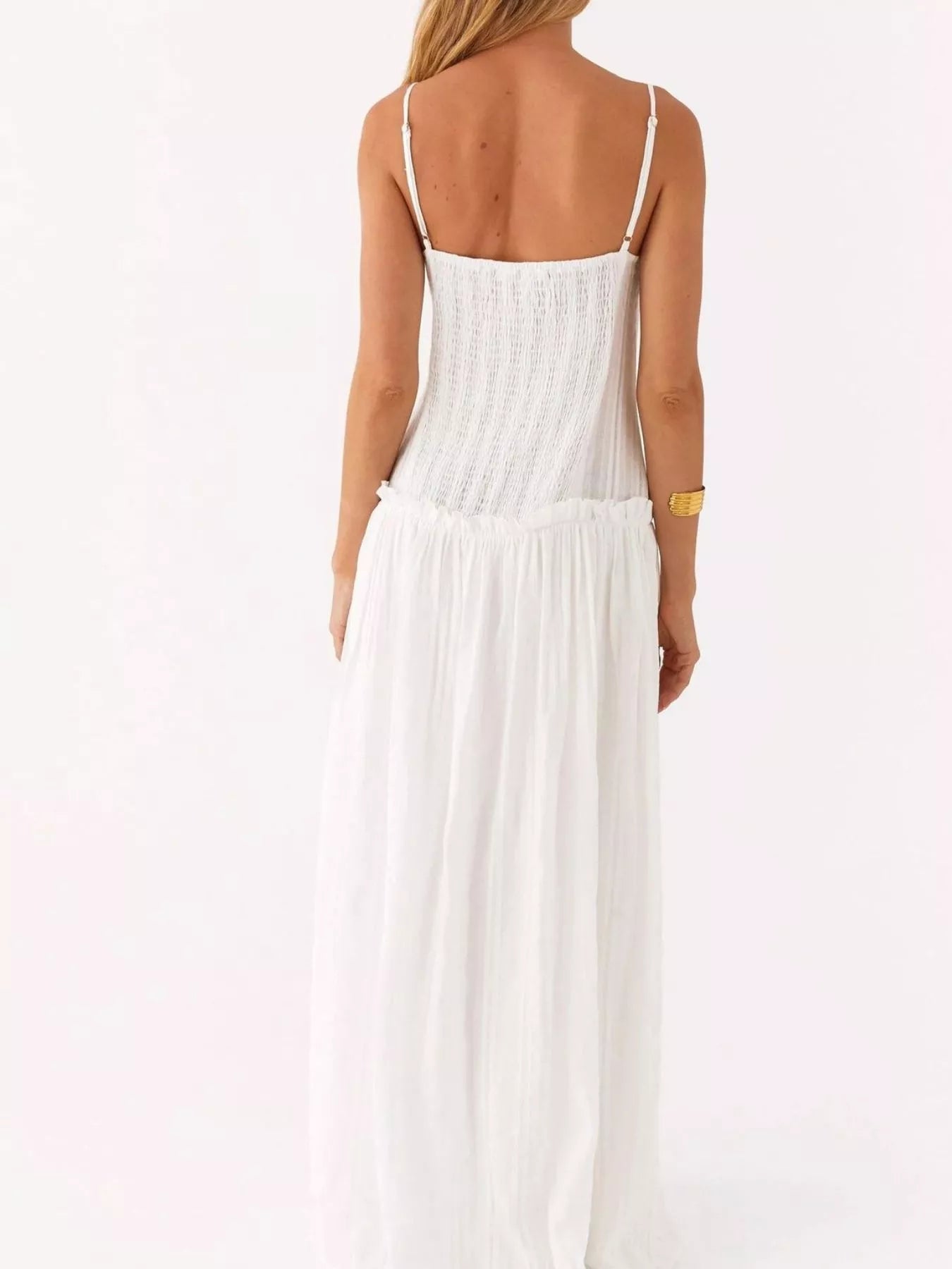 Frill Spaghetti Strap Maxi Dress - MAD RUFFI