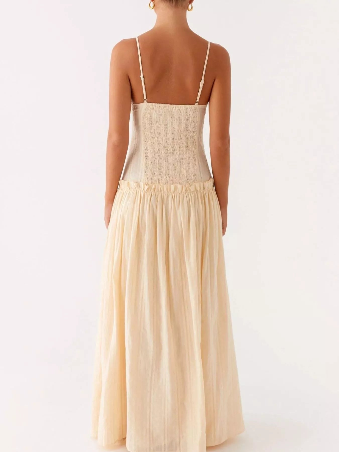 Frill Spaghetti Strap Maxi Dress - MAD RUFFI