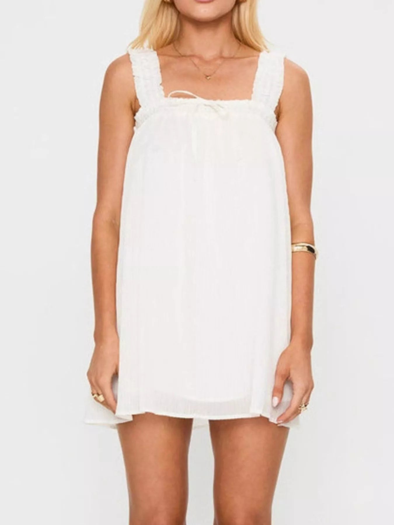 Frill Square Neck Mini Dress - MAD RUFFI