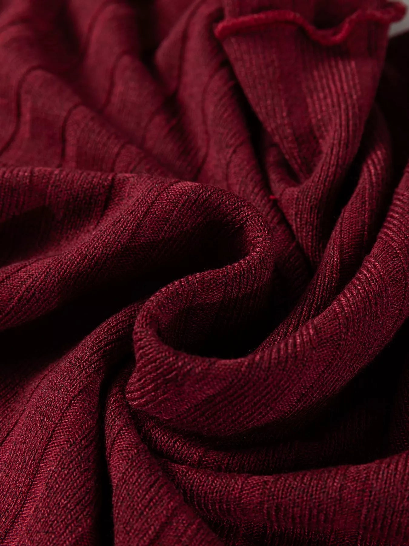 Frilled Neck Ribbed Knit Patchwork Long Sleeve Mini Dress - MAD RUFFI