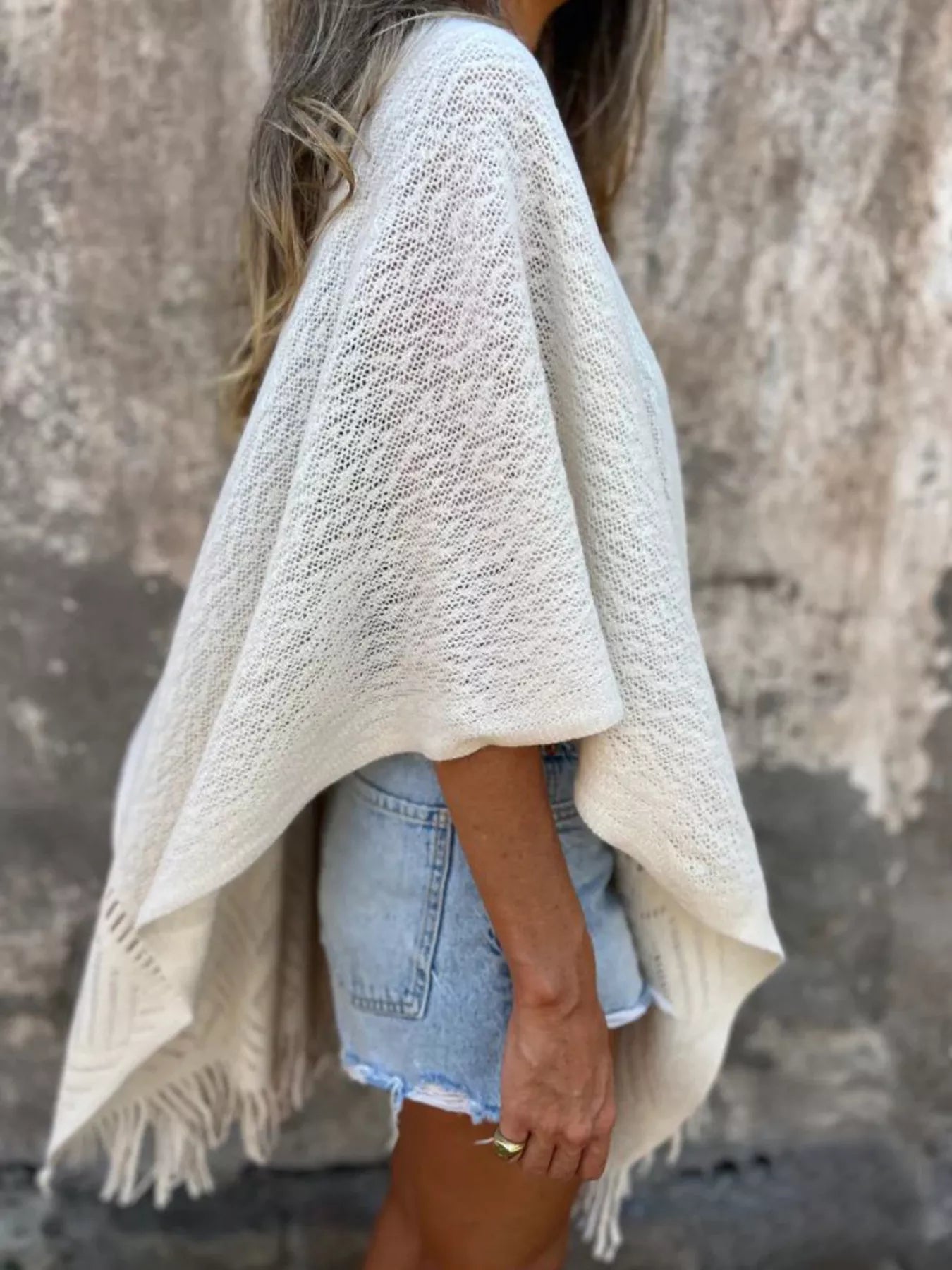 Fringe Open Front Cardigan - MAD RUFFI