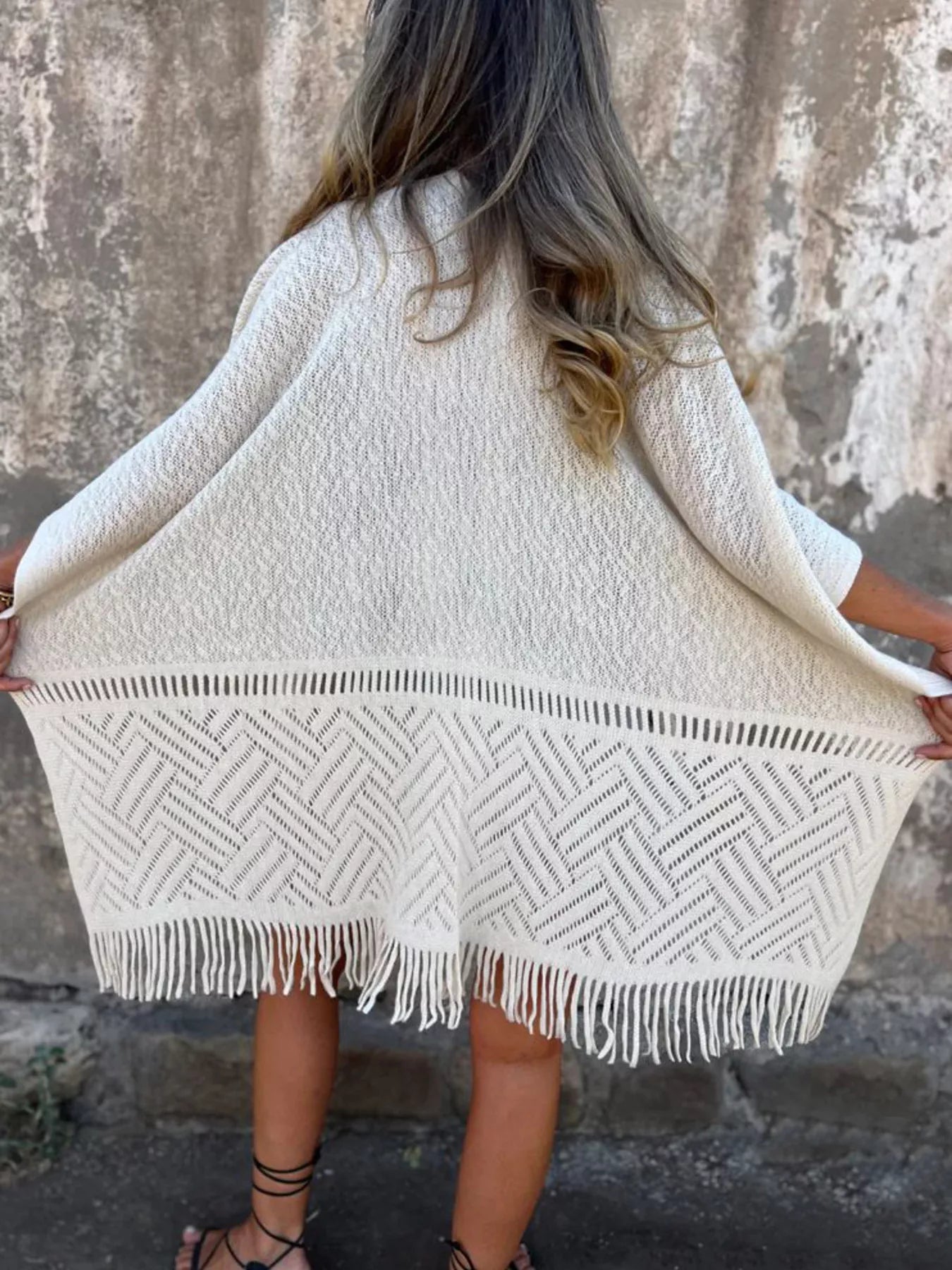 Fringe Open Front Cardigan - MAD RUFFI