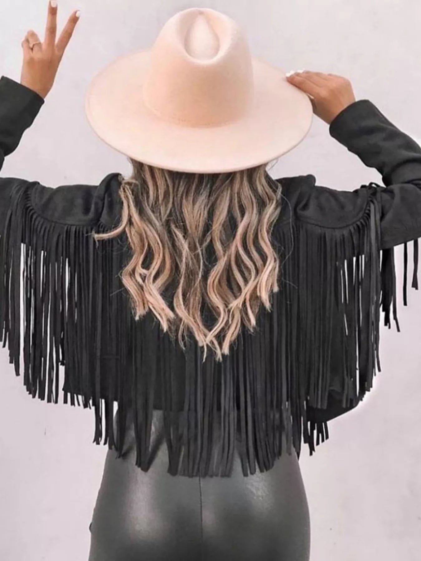 Fringe Open Front Cropped Jacket - MAD RUFFI