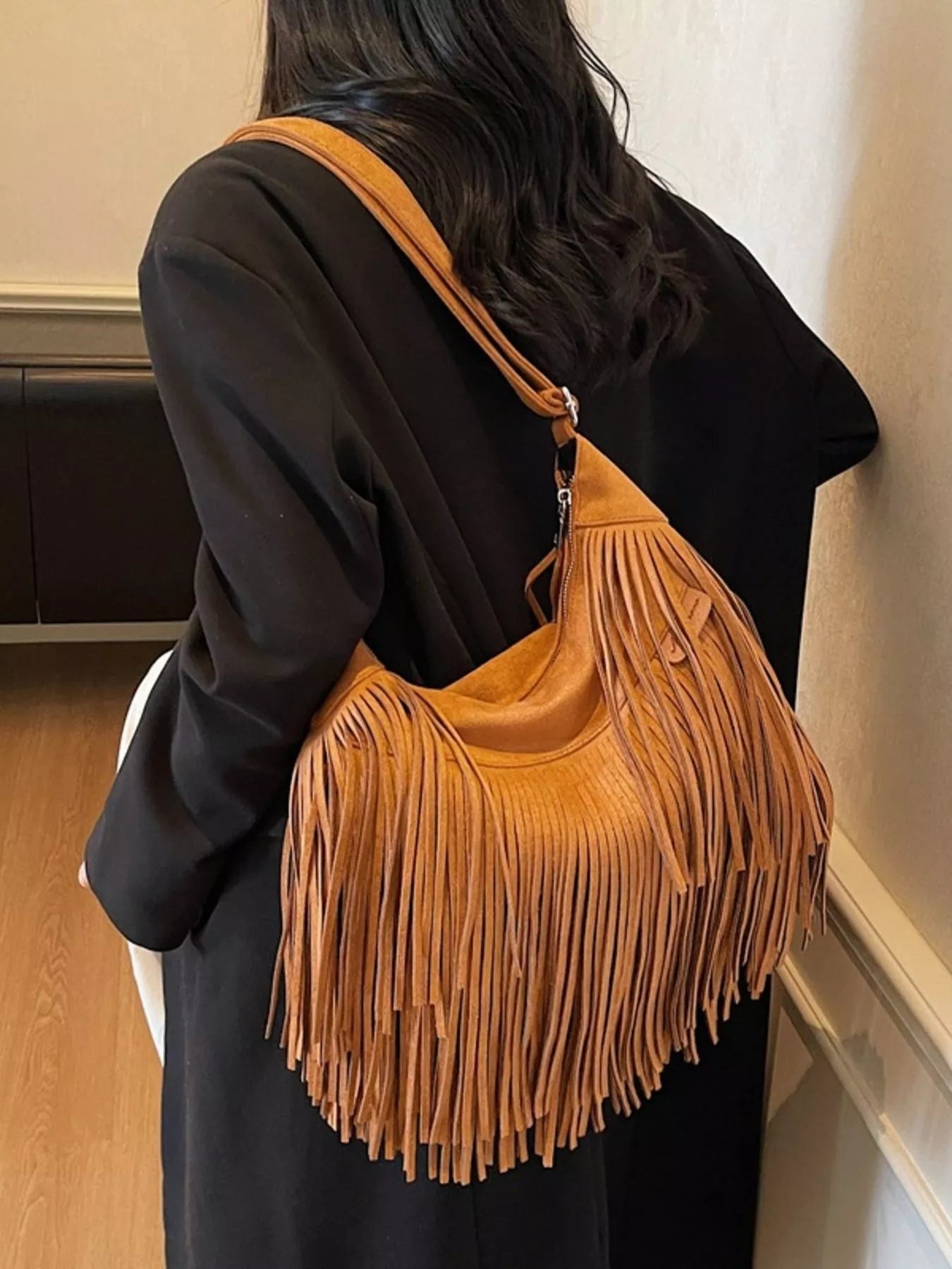 Fringe Suede Crossbody Bag - MAD RUFFI