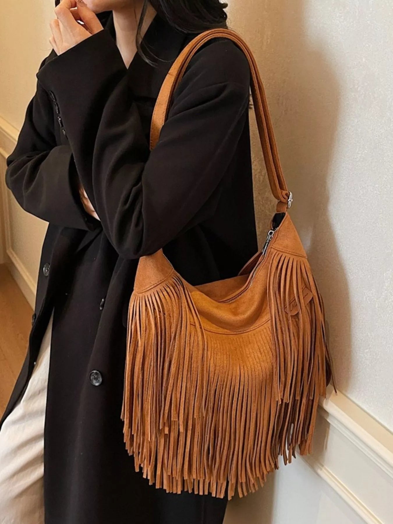 Fringe Suede Crossbody Bag - MAD RUFFI