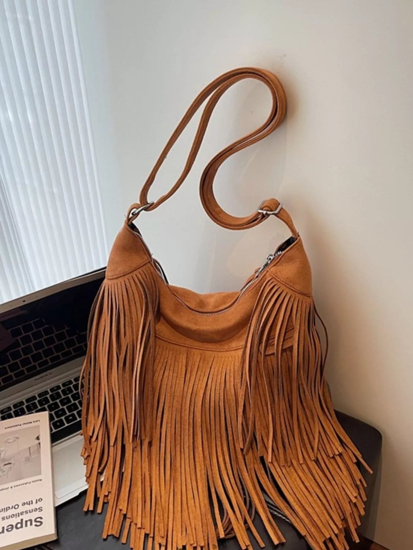 Fringe Suede Crossbody Bag - MAD RUFFI