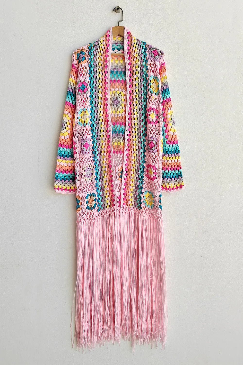 Fringe Tied Long Sleeve Cardigan - MAD RUFFI