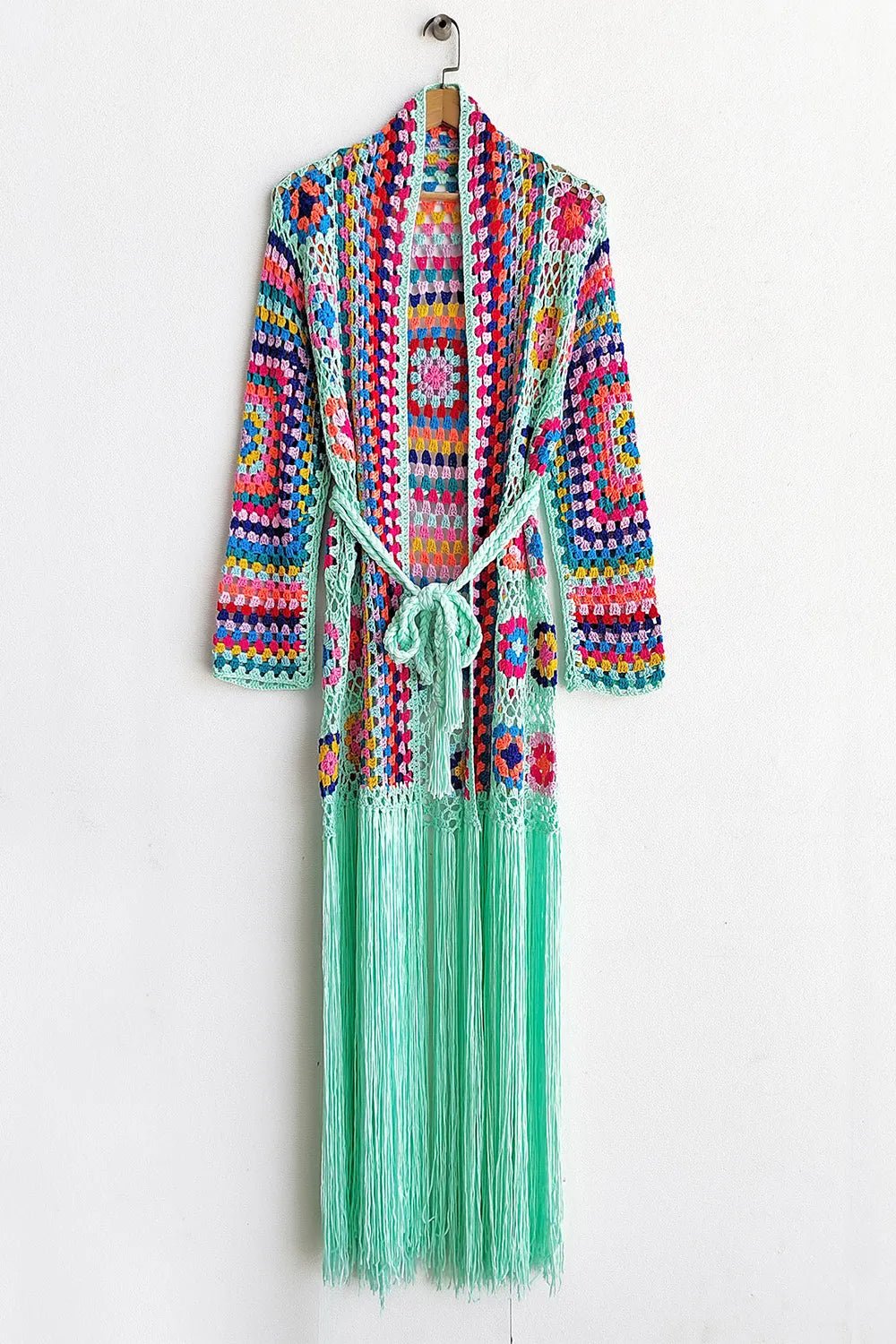 Fringe Tied Long Sleeve Cardigan - MAD RUFFI