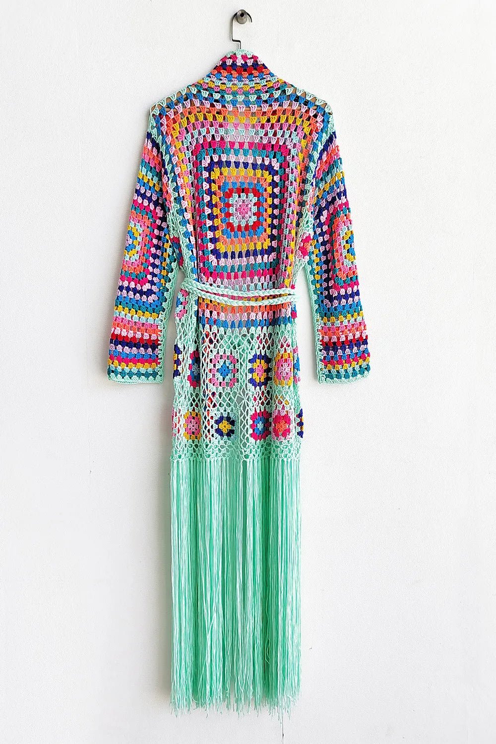 Fringe Tied Long Sleeve Cardigan - MAD RUFFI