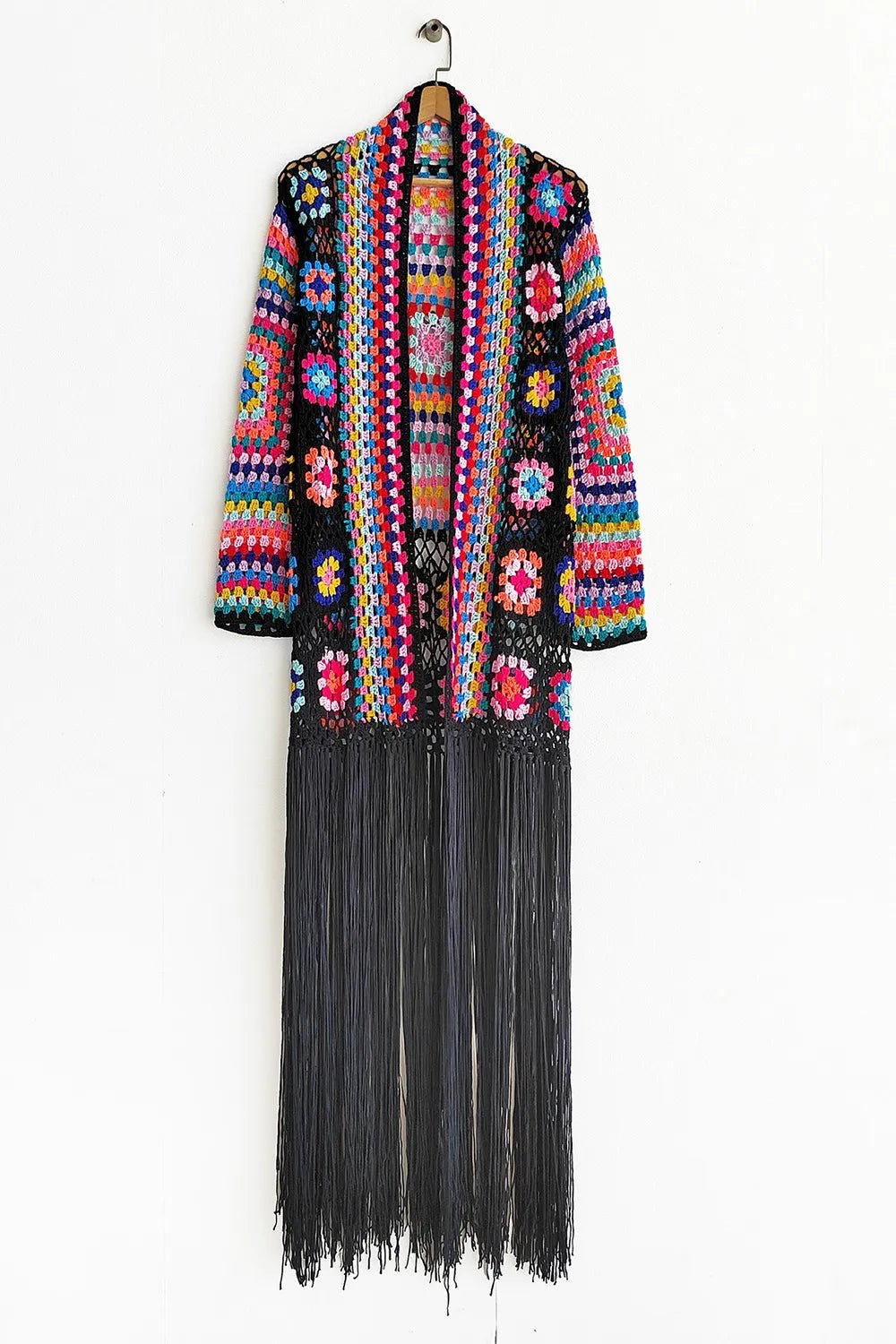 Fringe Tied Long Sleeve Cardigan - MAD RUFFI