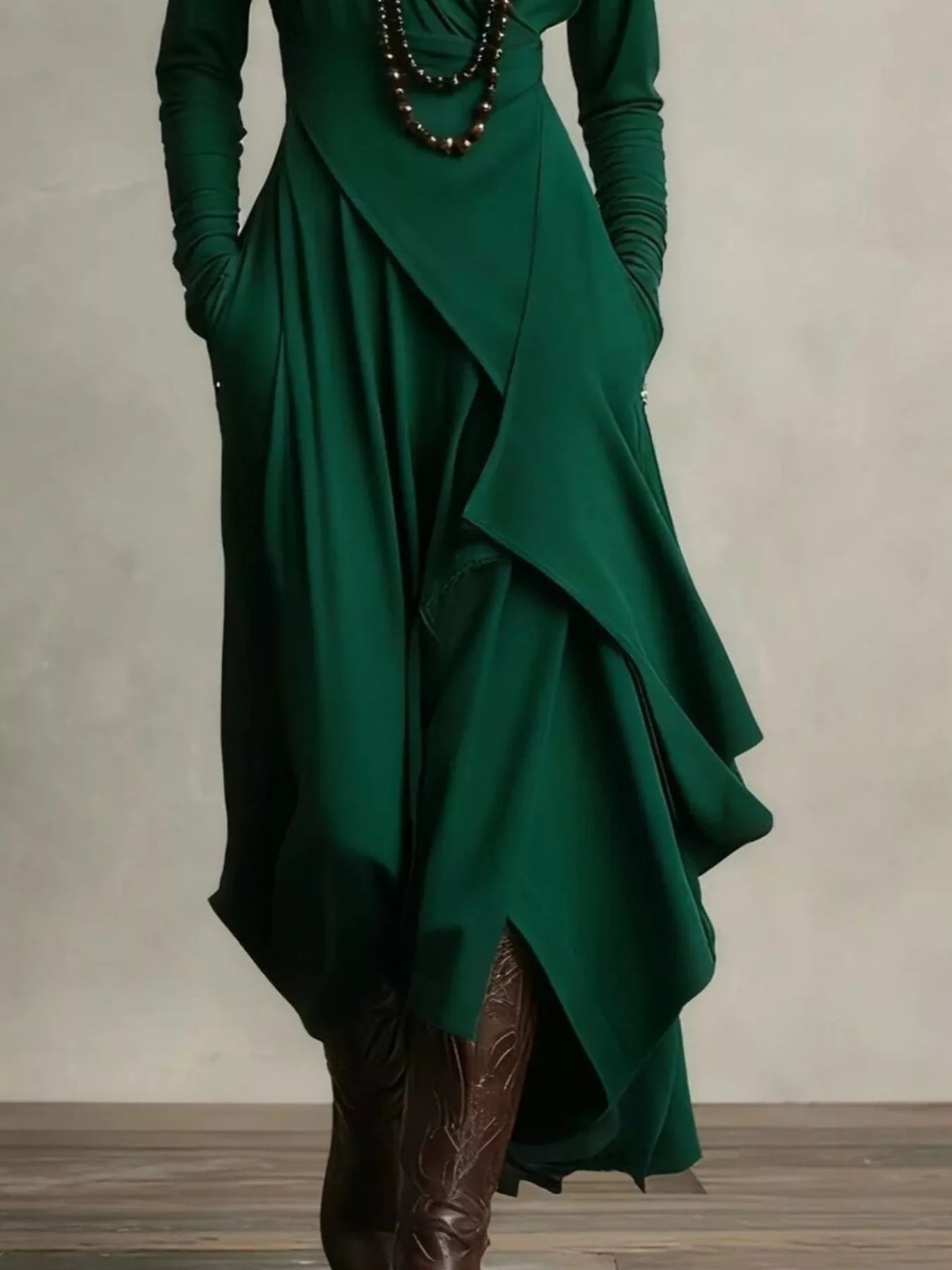 Full Size Asymmetrical Hem Turtleneck Dress Plus Size - MAD RUFFI Full Size Asymmetrical Hem Turtleneck Dress Plus Size - MAD RUFFI