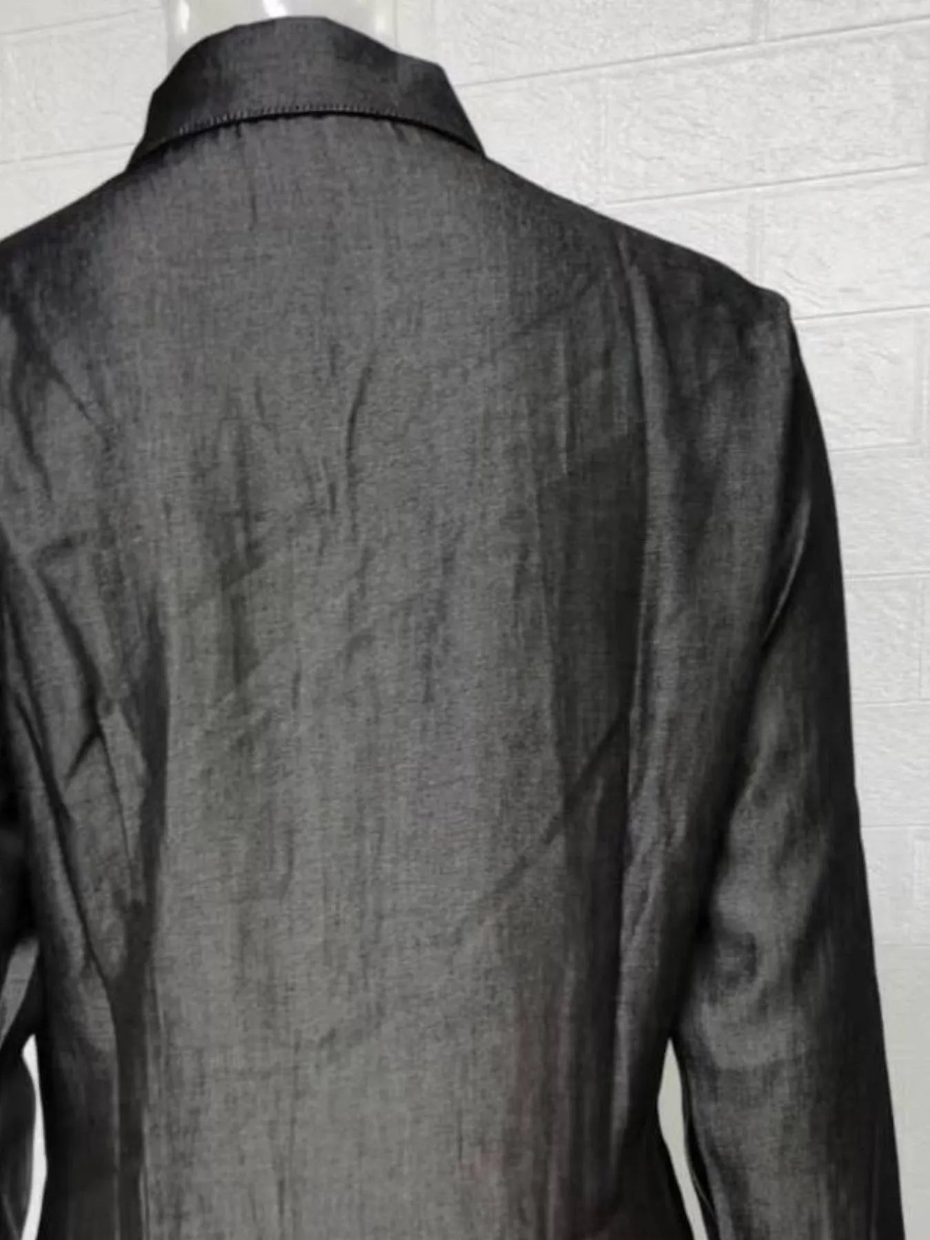 Full Size Button - Down Maxi Denim Dress Plus Size - MAD RUFFI