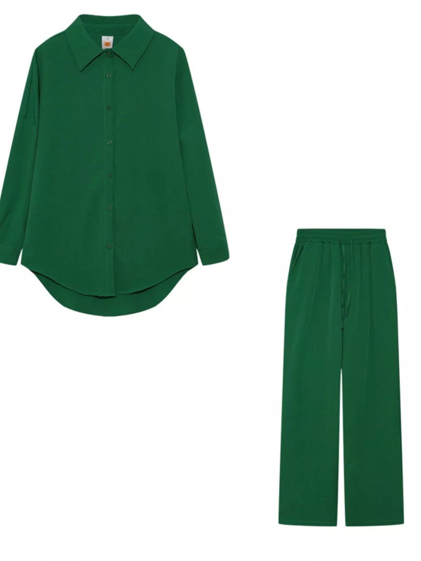 Full Size Button Up Shirt and Pants Set Plus Size - MAD RUFFI