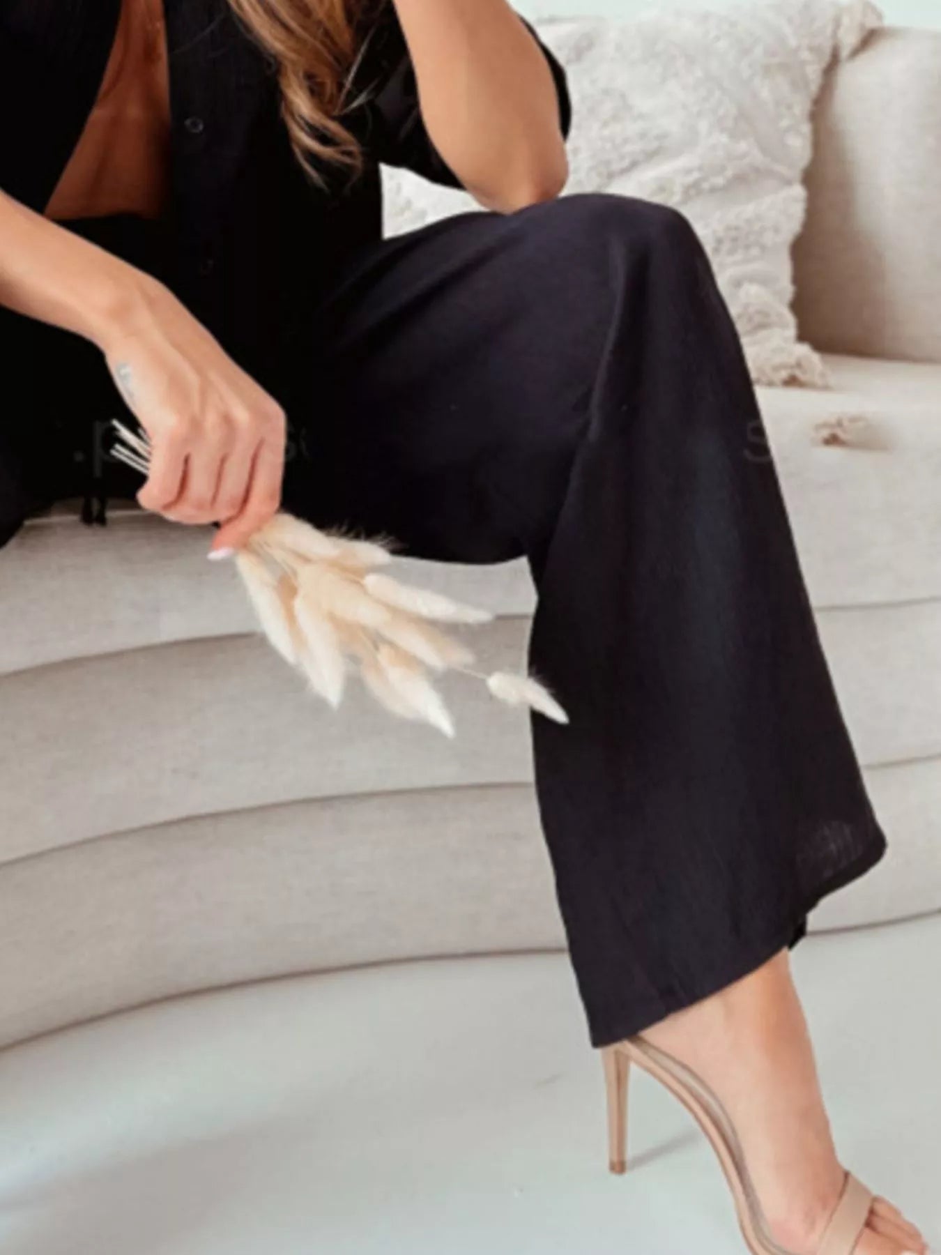 Full Size Button Up Shirt and Pants Set Plus Size - MAD RUFFI