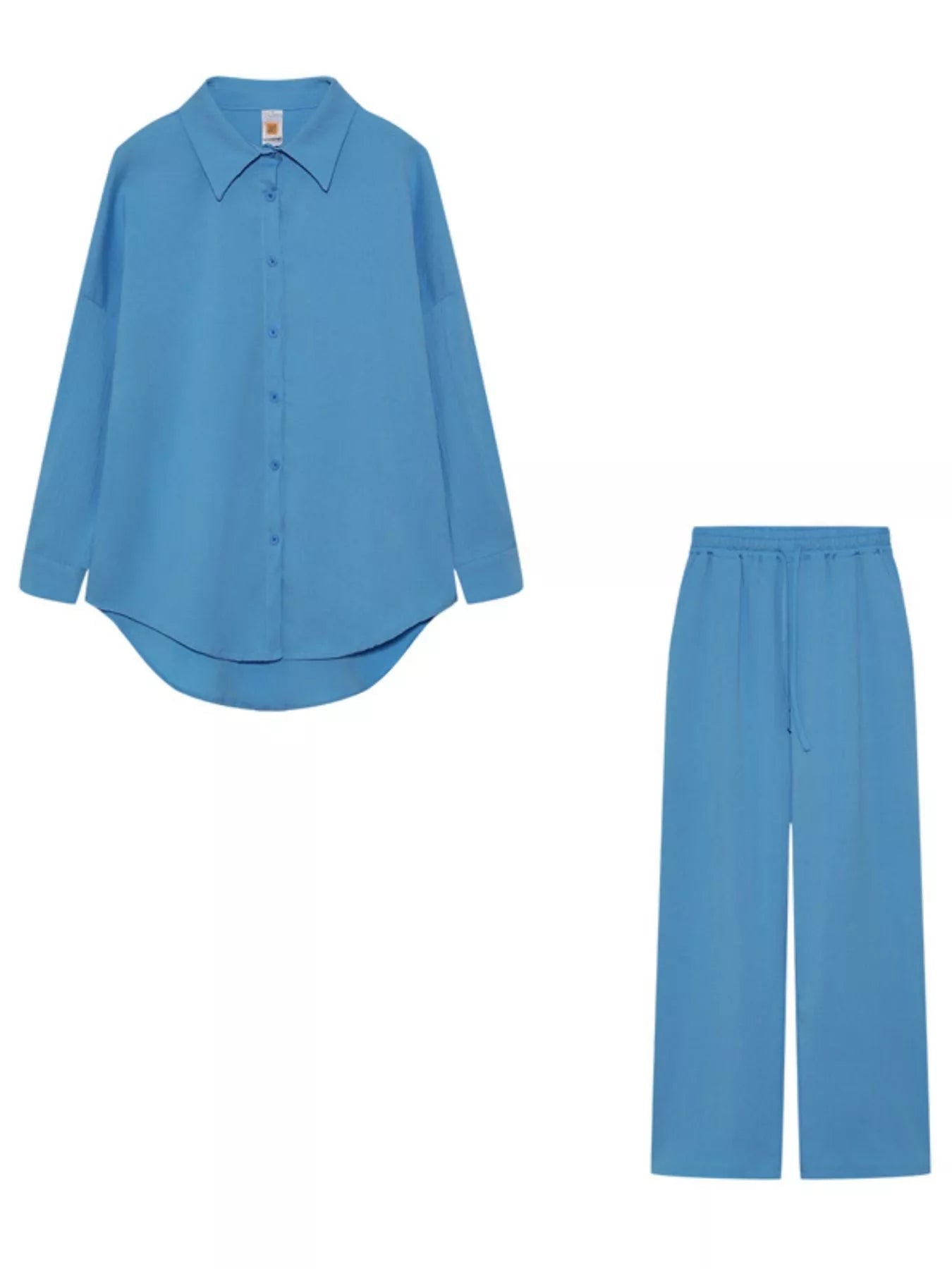 Full Size Button Up Shirt and Pants Set Plus Size - MAD RUFFI