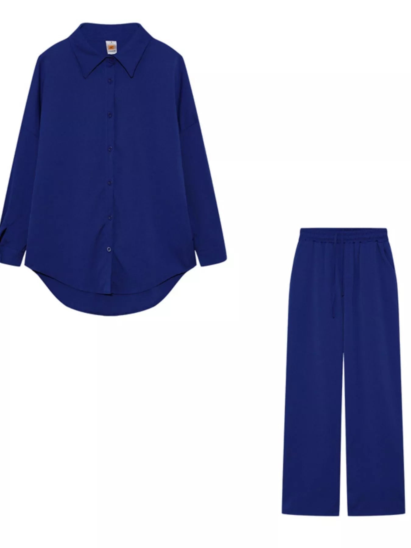 Full Size Button Up Shirt and Pants Set Plus Size - MAD RUFFI